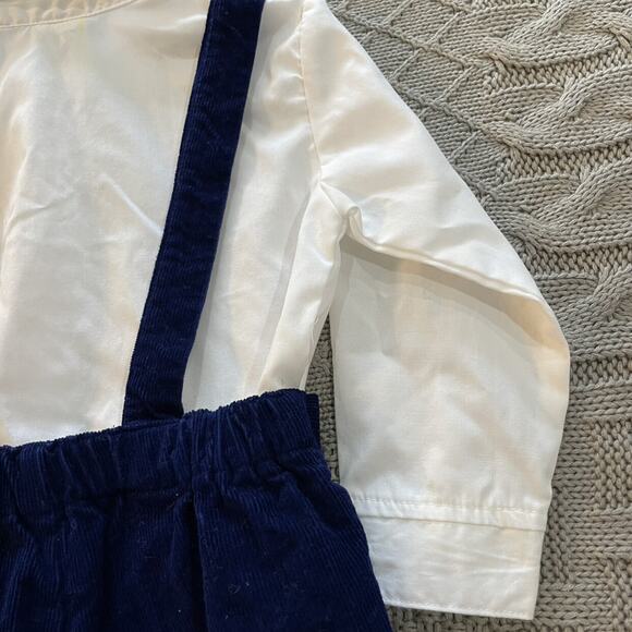 Vintage Blue Corduroy Dog Embroidered Shortalls ~ 2 - Picture 12 of 13